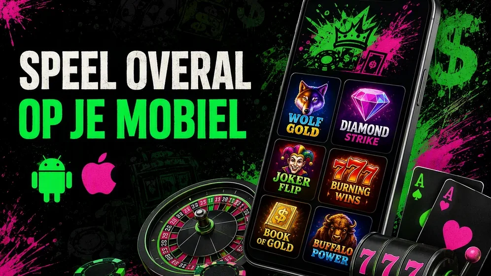 smartphone met casino app icoon op startscherm